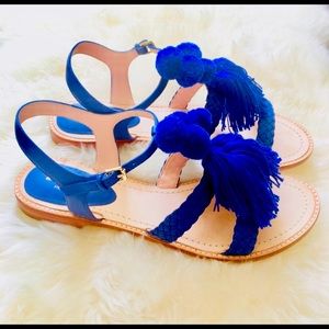 Kate Spade New York “Sunset” Pom Pom / Tassel Sandals, nearly new,  Size 7